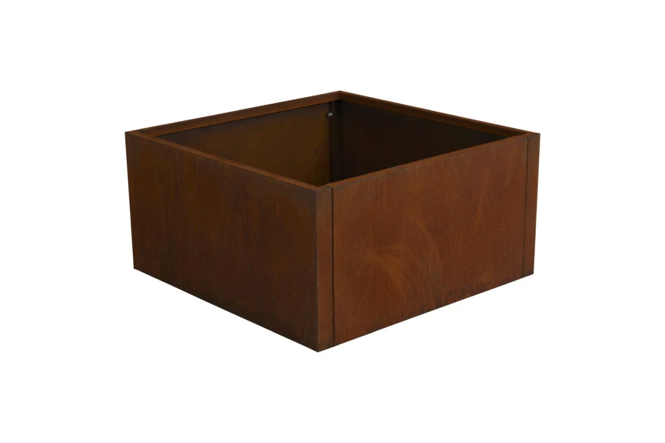 Blumentopf Kummin aus Cortenstahl, modern mit Entwässerungsloch, rostbraun, 80x80 cm - Brafab