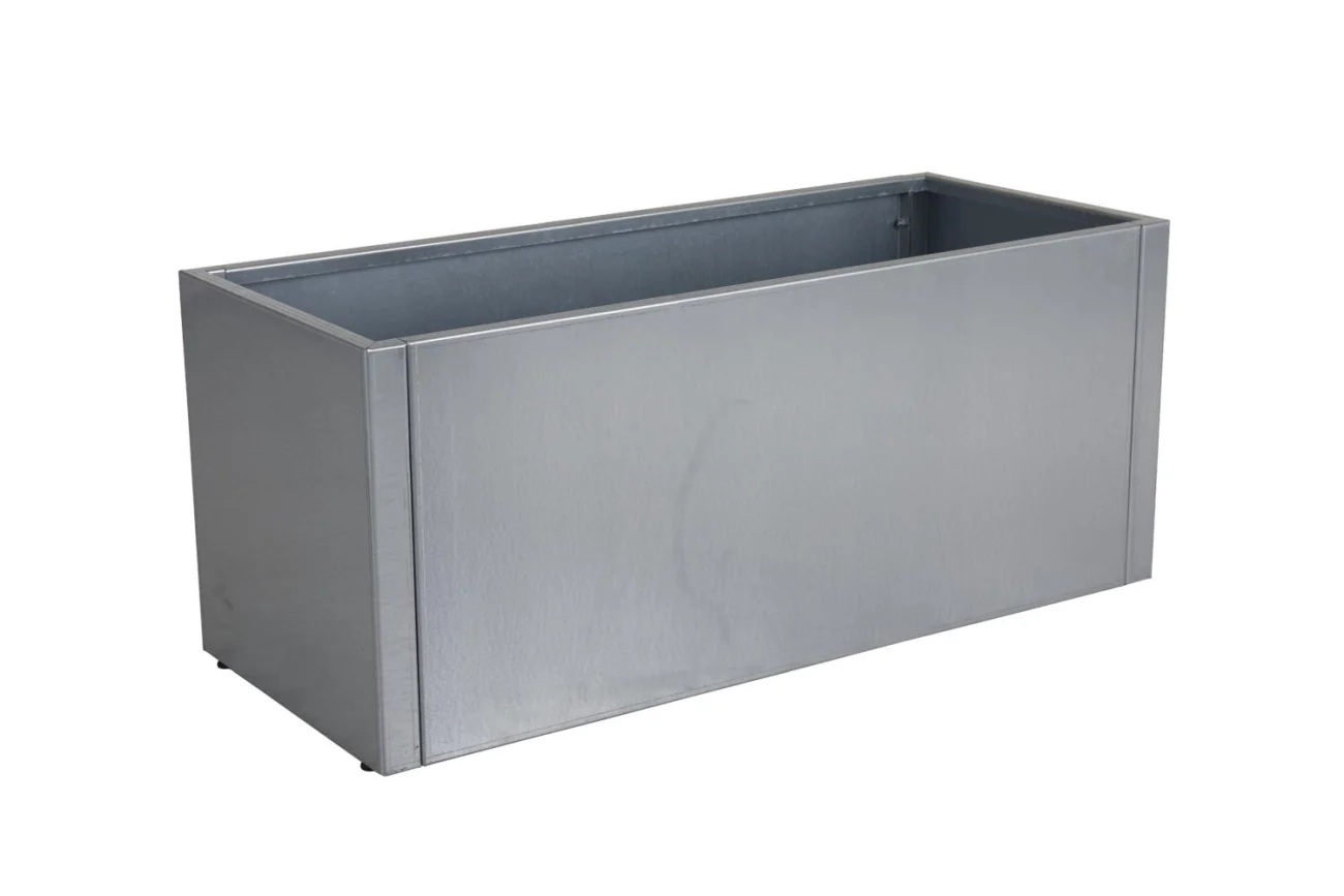 Blumentopf Timjan aus Aluminium, modern, silber, rostfrei, mit Entwässerungsloch und verstellbaren Füßen - Brafab