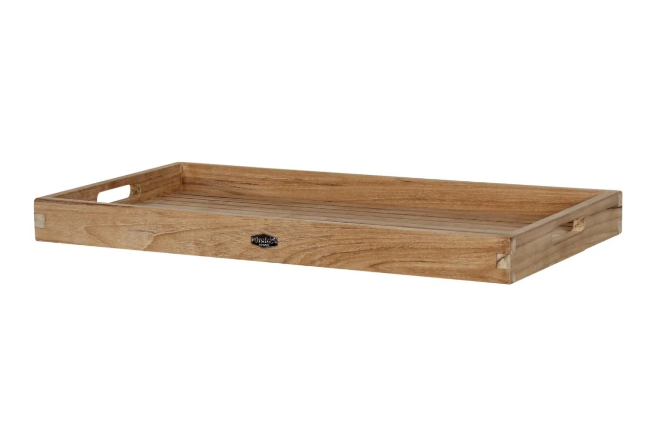 Tablett Turin aus Teakholz, klassisch, Natur, hochwertig verarbeitet, 70x40 cm - Brafab