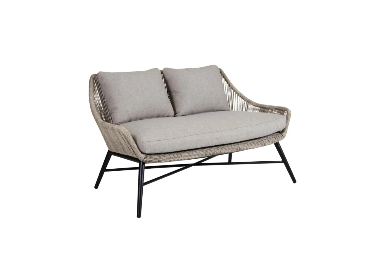 Gartensofa Pembroke von Brafab aus Rattan und Aluminium, modern, beige, inkl. Kissen, 2-Sitzer