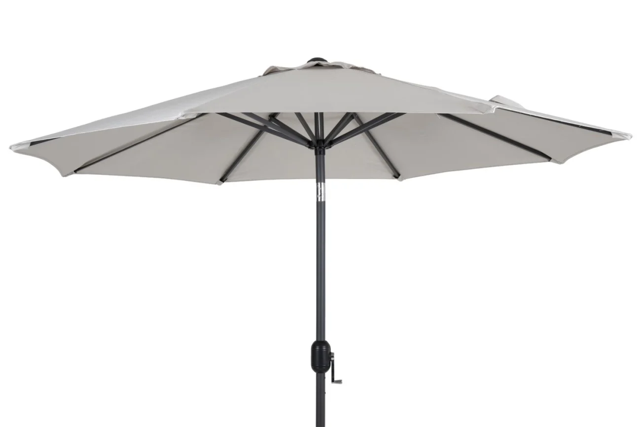 Sonnenschirm Cambre von Brafab aus Aluminium, modern, anthrazit/beige, Ø 250 cm, mit winddichtem Kamin