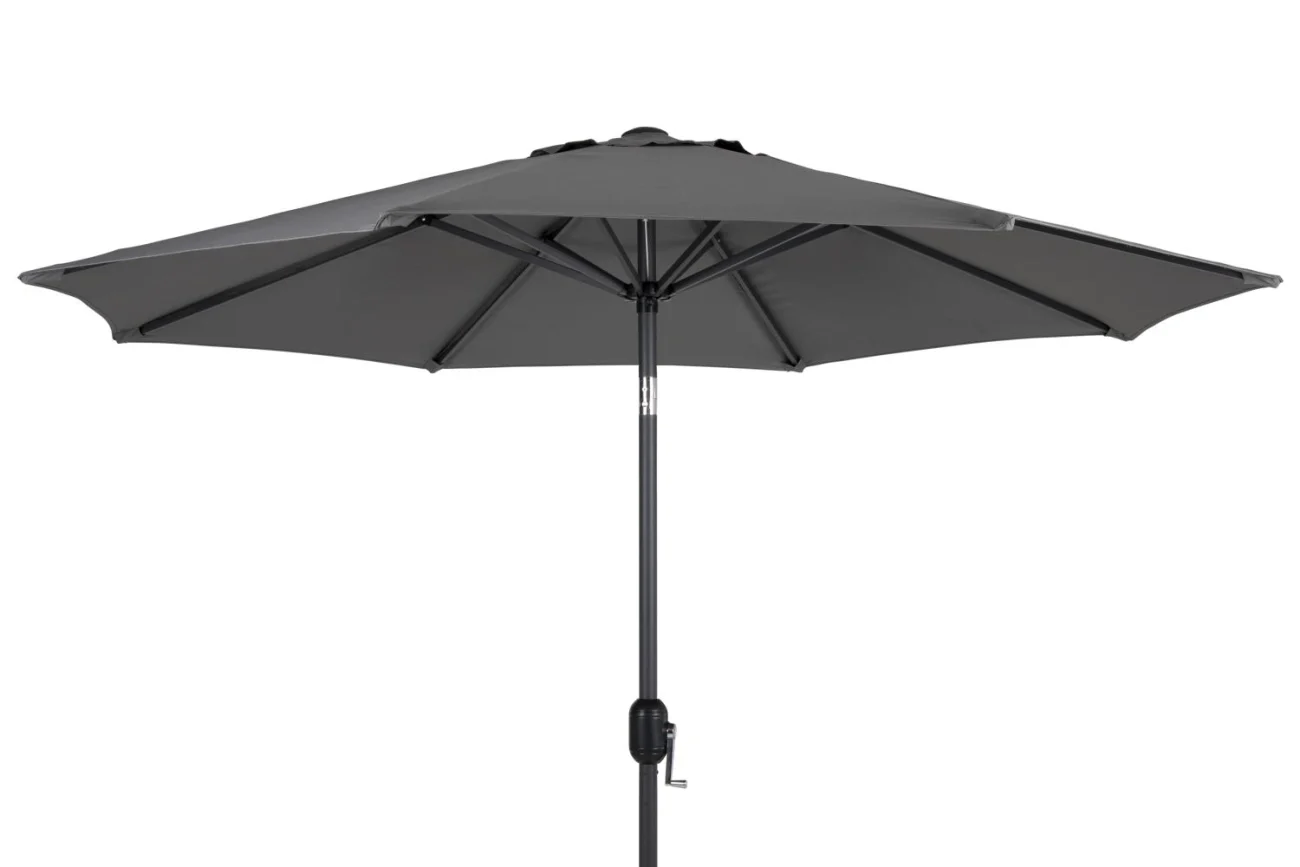 Sonnenschirm Cambre von Brafab aus Aluminium und Polyester, modern, anthrazit/grau, mit winddichtem Kamin, Ø 250 cm