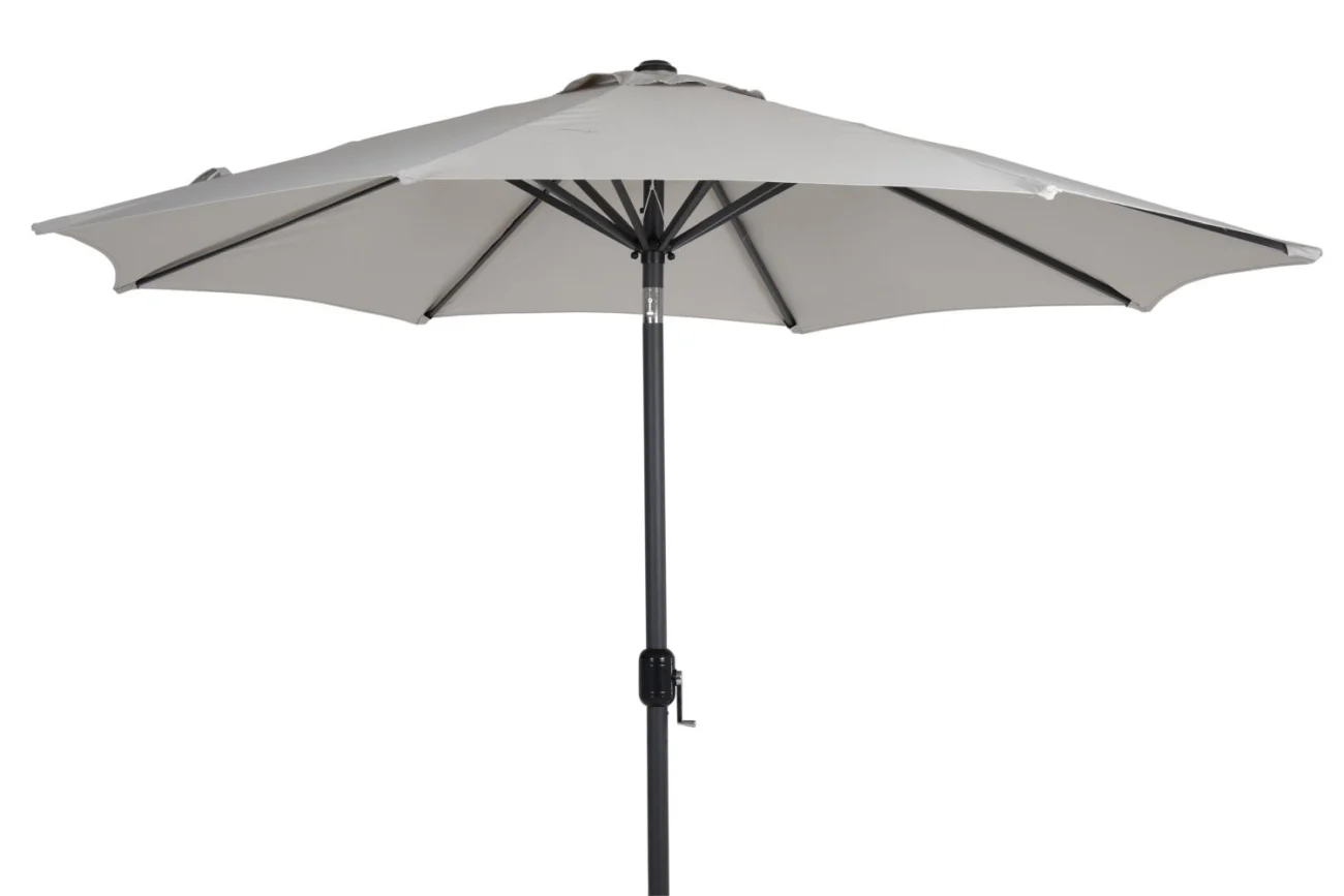 Sonnenschirm Cambre von Brafab aus Aluminium und Polyester, modern, anthrazit/beige, Ø 300 cm, mit winddichtem Kamin