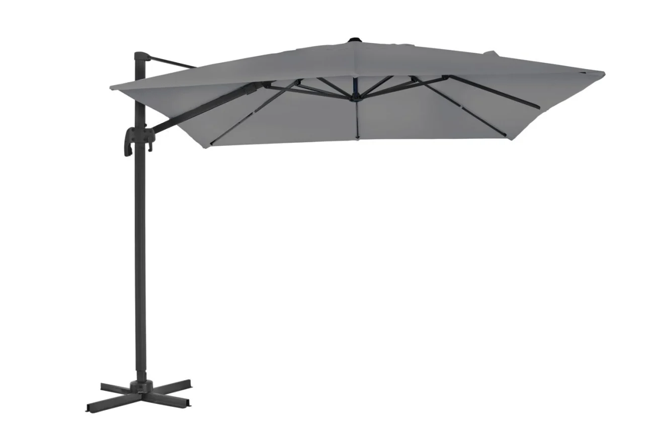 Sonnenschirm Linz 3x3 m von Brafab, aus Aluminium und Polyester, modern, anthrazit/grau, mit winddichtem Kamin