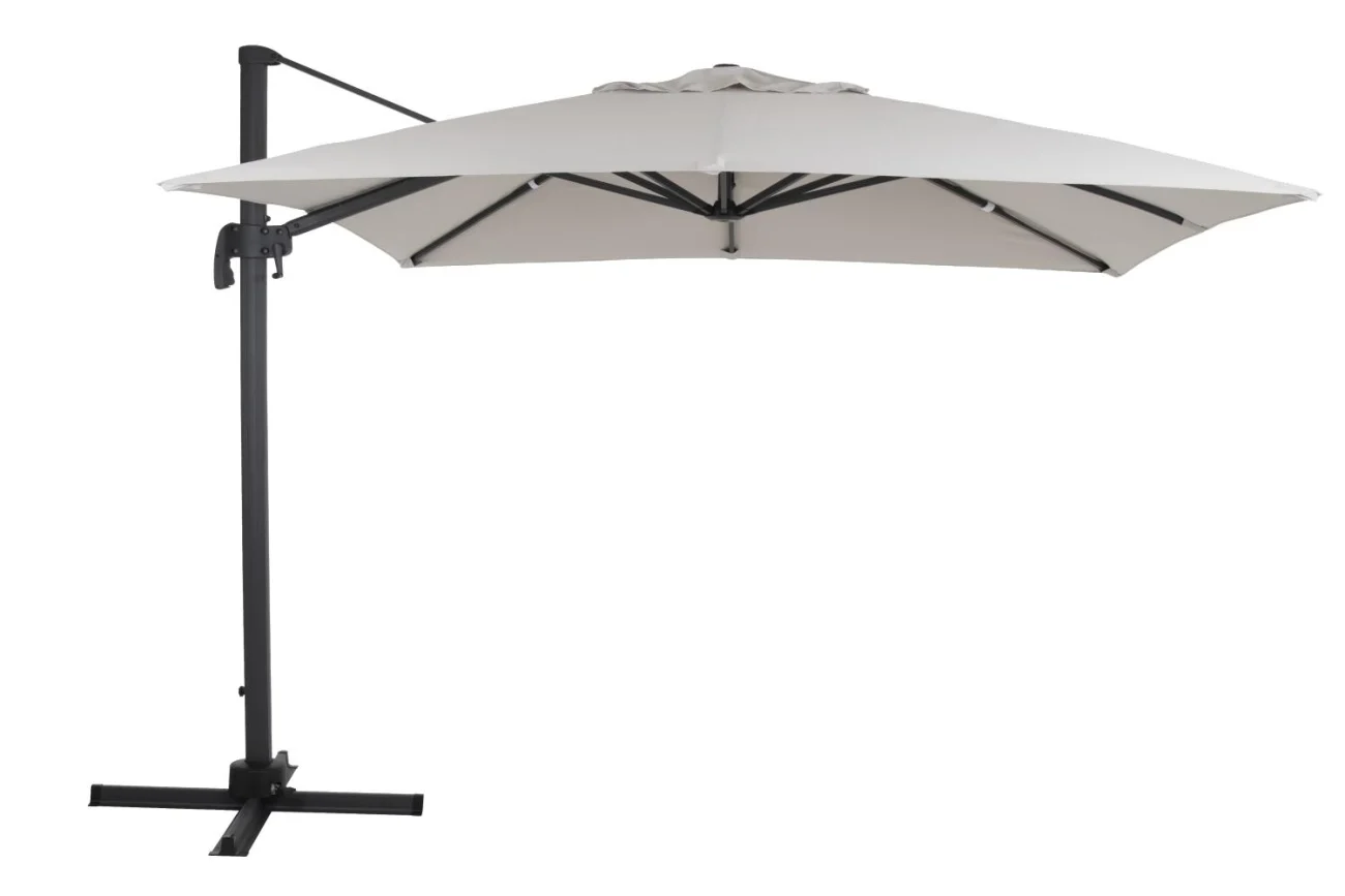 Sonnenschirm Linz 3x3 m von Brafab, aus Aluminium und Polyester, modern, anthrazit/beige, mit winddichtem Kamin