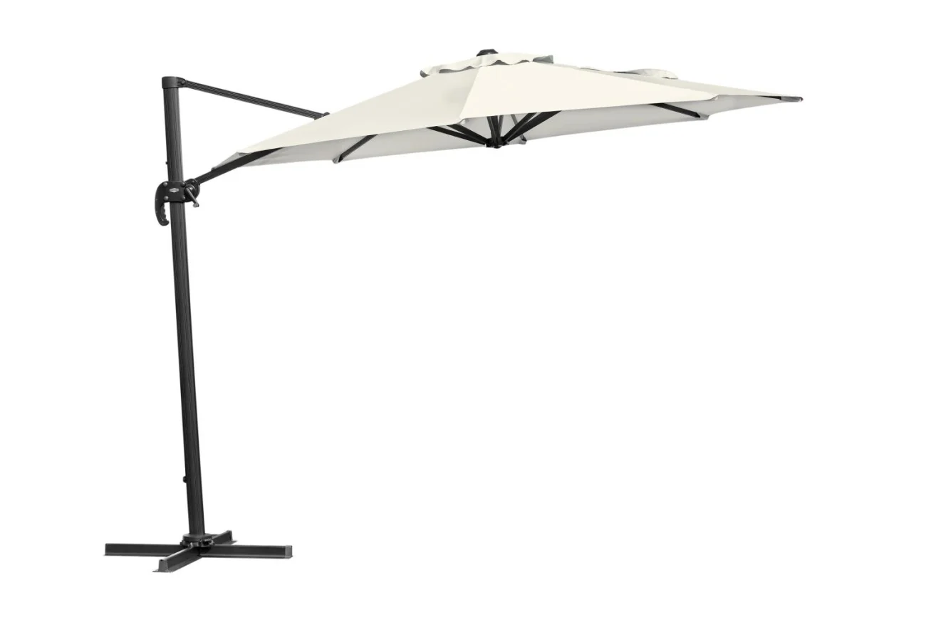 Sonnenschirm Linz aus Aluminium, modern mit winddichtem Kamin, rund, Ø 300 cm, Anthrazit/Beige - Brafab