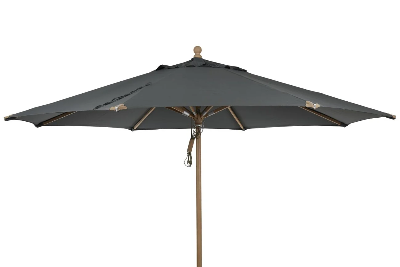 Sonnenschirm Parma aus Buchenholz und Polyester, modern skandinavisch, grau, Ø 350 cm, für Outdoor - Brafab