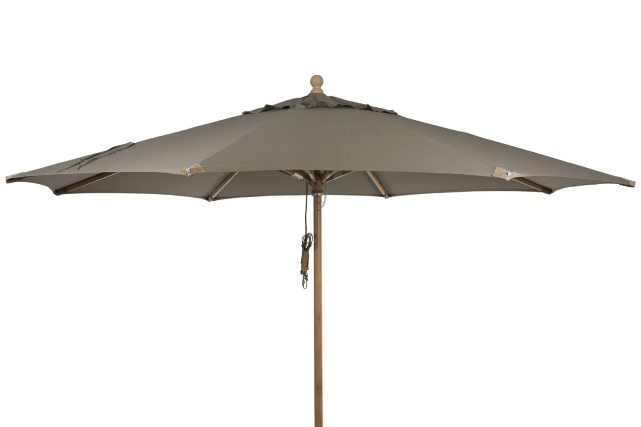 Sonnenschirm Parma aus Buchenholz und Polyester, modern skandinavisch, Taupe, Ø 350 cm - Brafab
