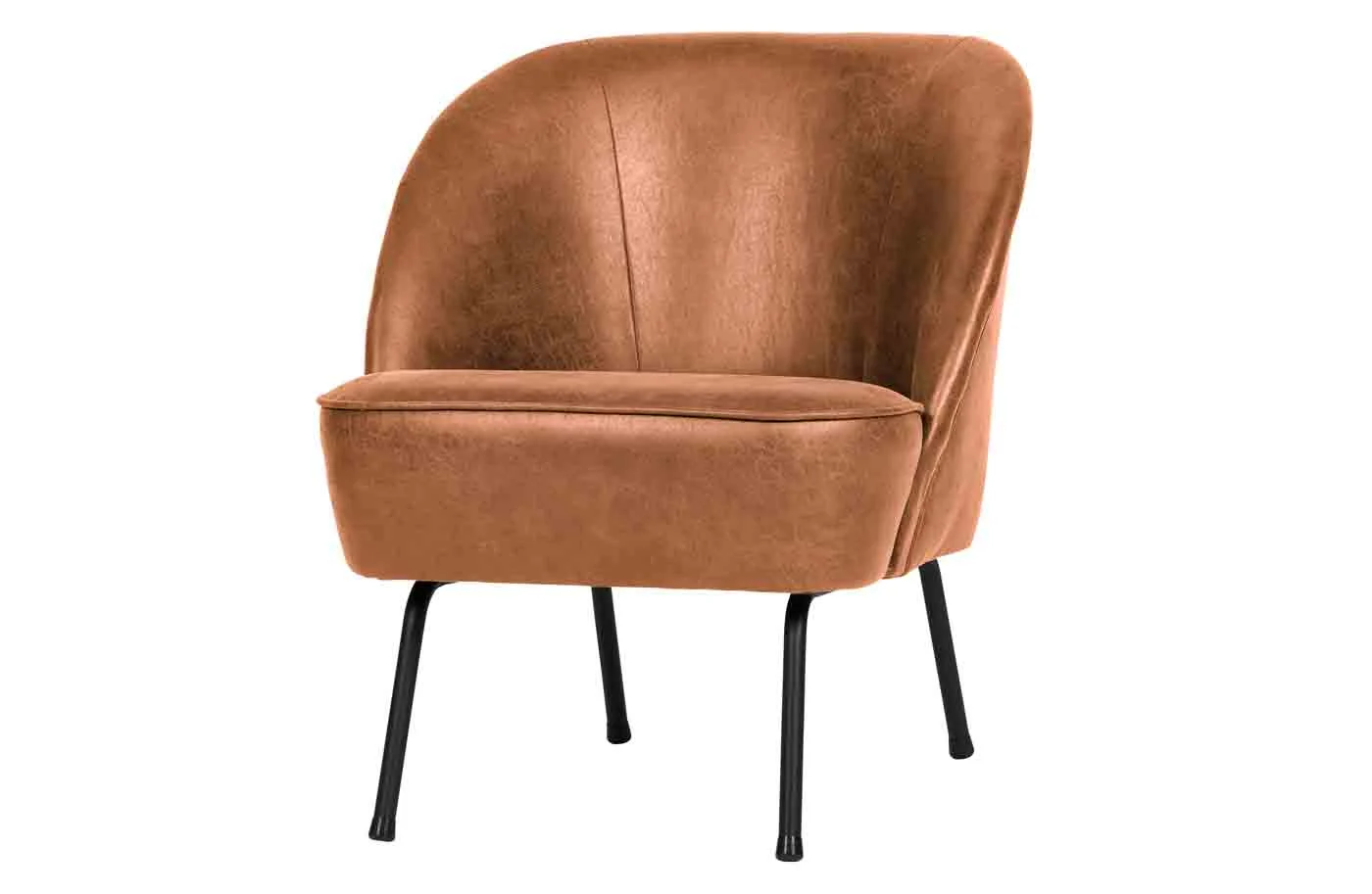 Sessel Vogue Kunstleder, modern und gepolstert, cognacbraun, Metallgestell schwarz - Woood