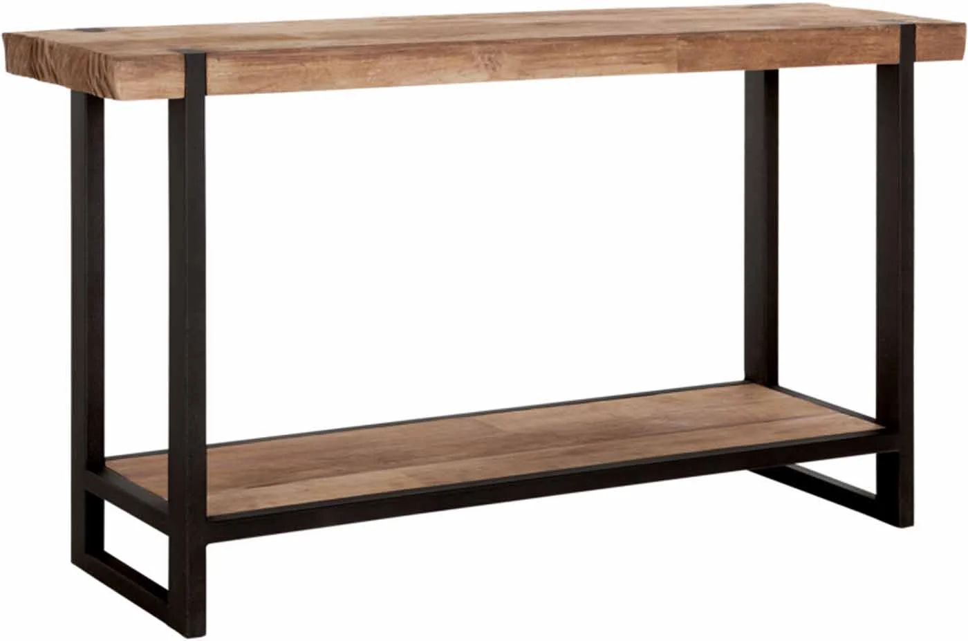Konsole Beam aus Teakholz, Industrial Design, naturfarben und schwarz, Metallgestell, 140 cm breit - Must Living