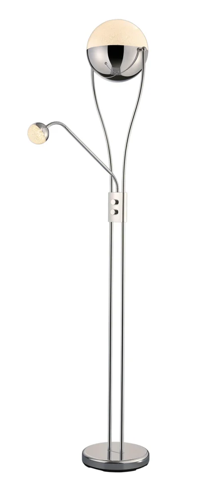 Trio Chris Stehleuchte LED Metall Chrom integrierter Dimmer
