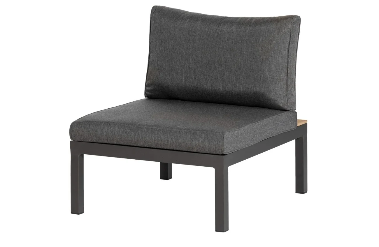 Gartenmodulsofa Einzel-Element La Vida aus Teakholz, modern, anthrazit, gepolstert, Outdoor geeignet