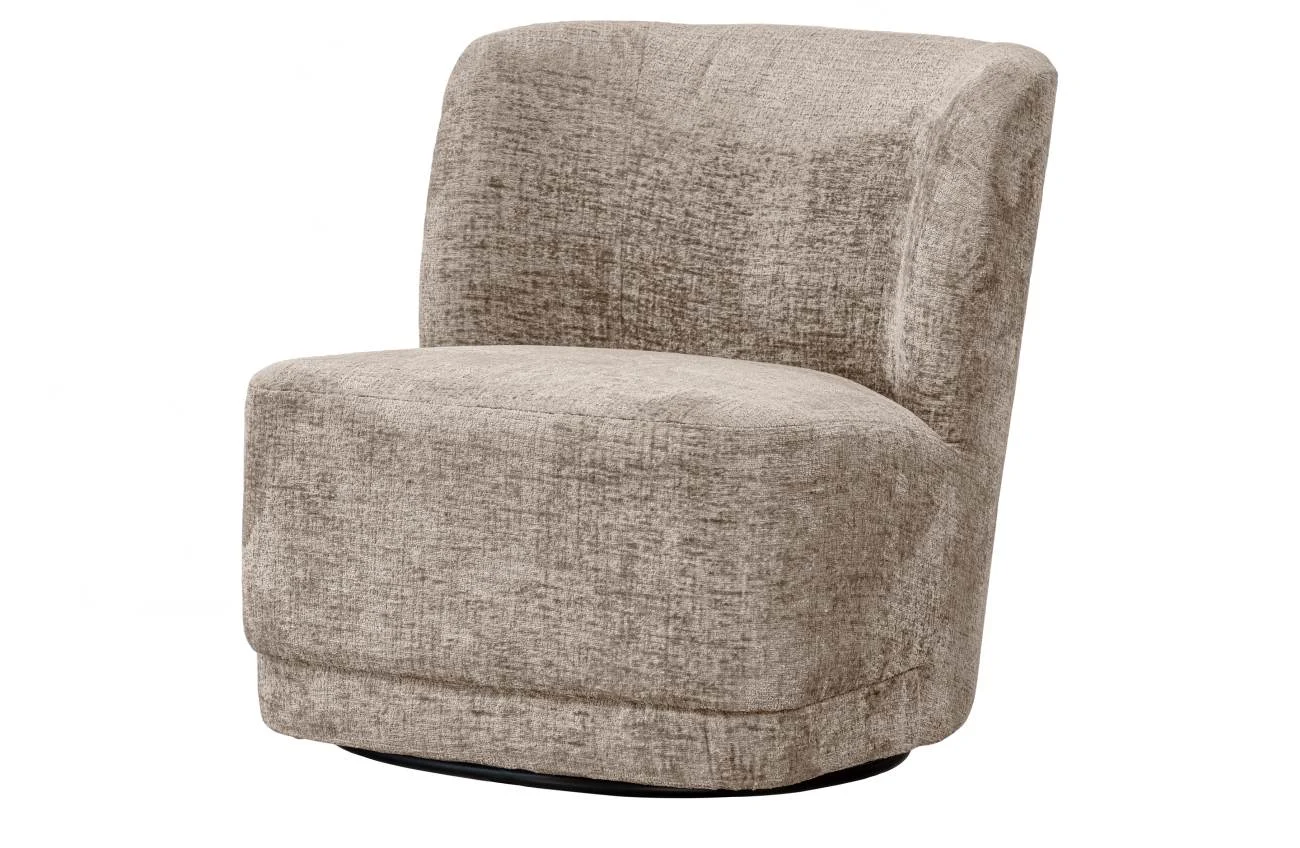 Sessel Atty aus Samt, modernes Design, sandfarben, drehbar, weiche Polsterung - Woood