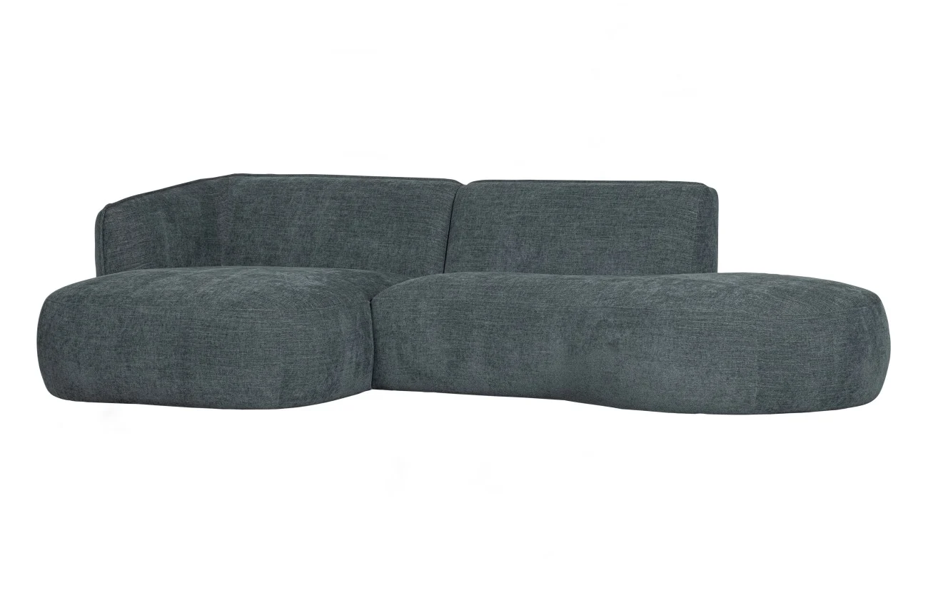 Ecksofa Polly aus Webstoff, modern und komfortabel, linksseitig, blau, für 4–5 Personen - Woood