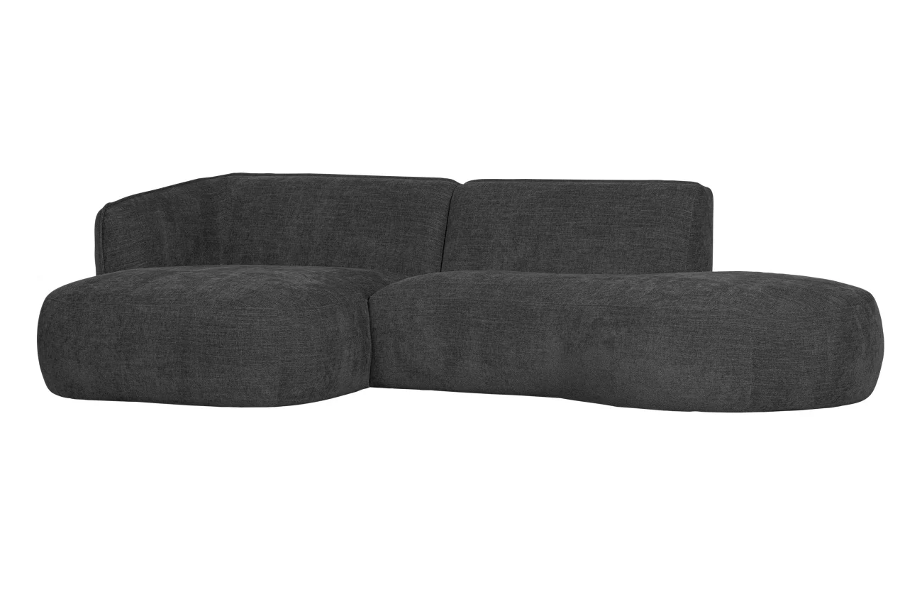 Ecksofa Polly aus Webstoff, modern und komfortabel, links, grau, weiche Textur - Woood