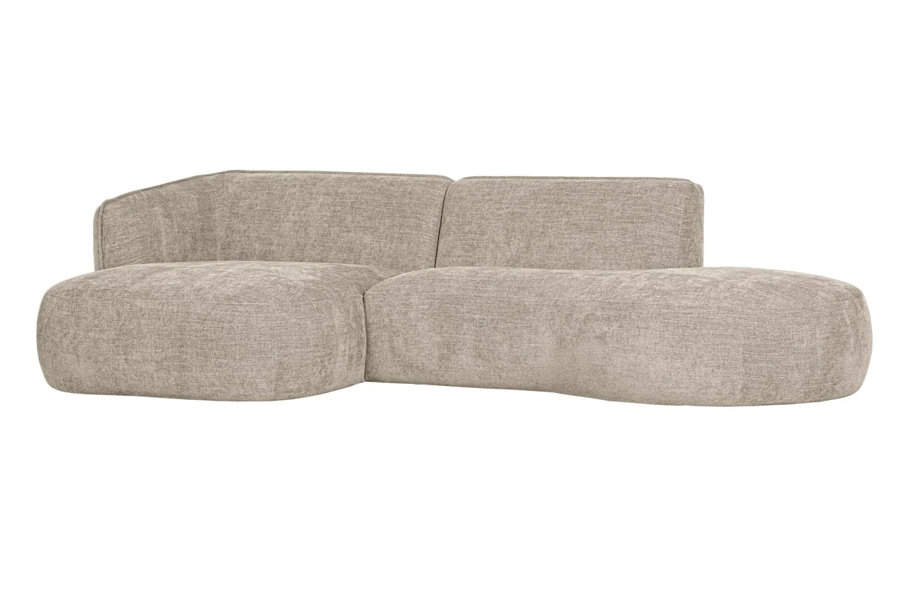 Ecksofa Polly aus Webstoff, modern linksseitig, Sand, weich gepolstert für dein Wohnzimmer - Woood