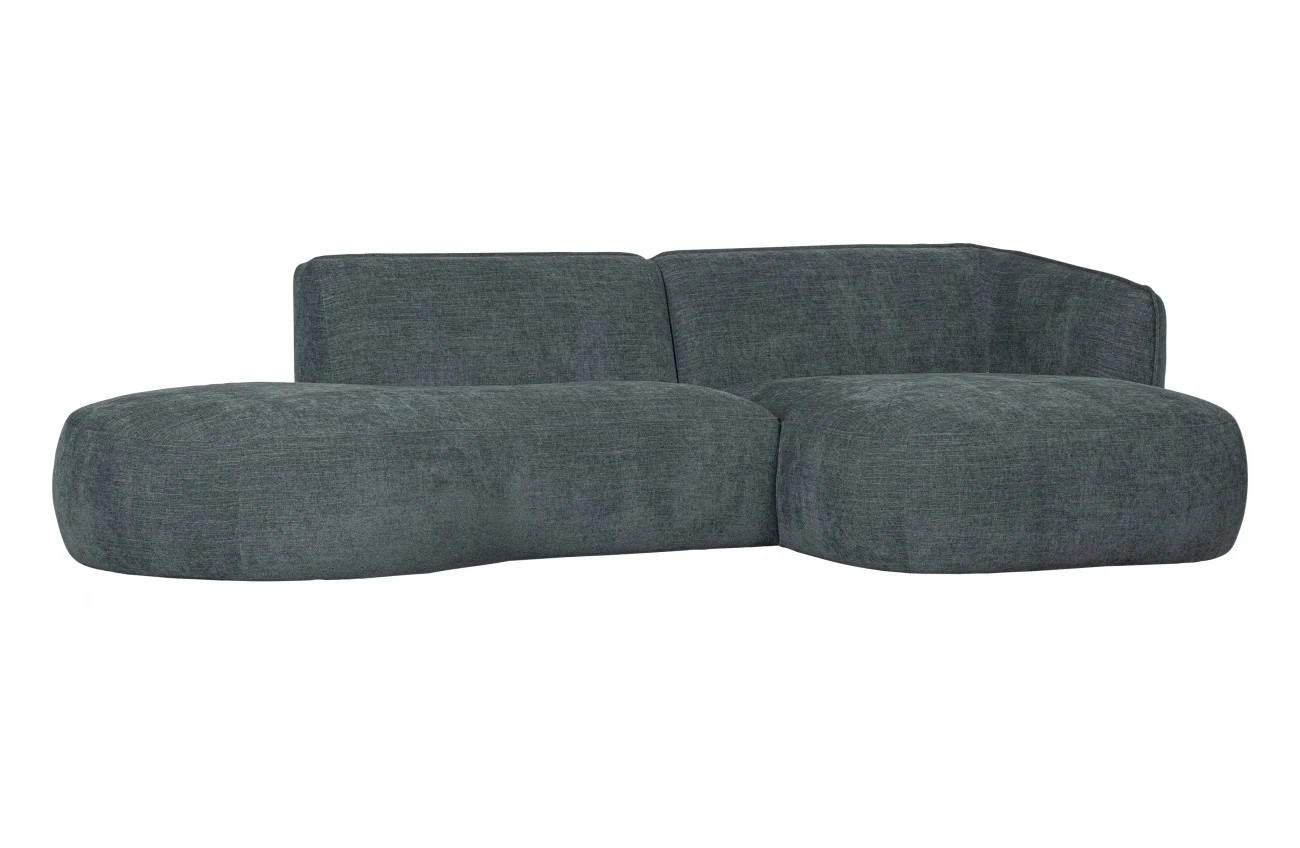 Ecksofa Polly aus Webstoff, modern und komfortabel, rechts, blau, weiche Textur - Woood