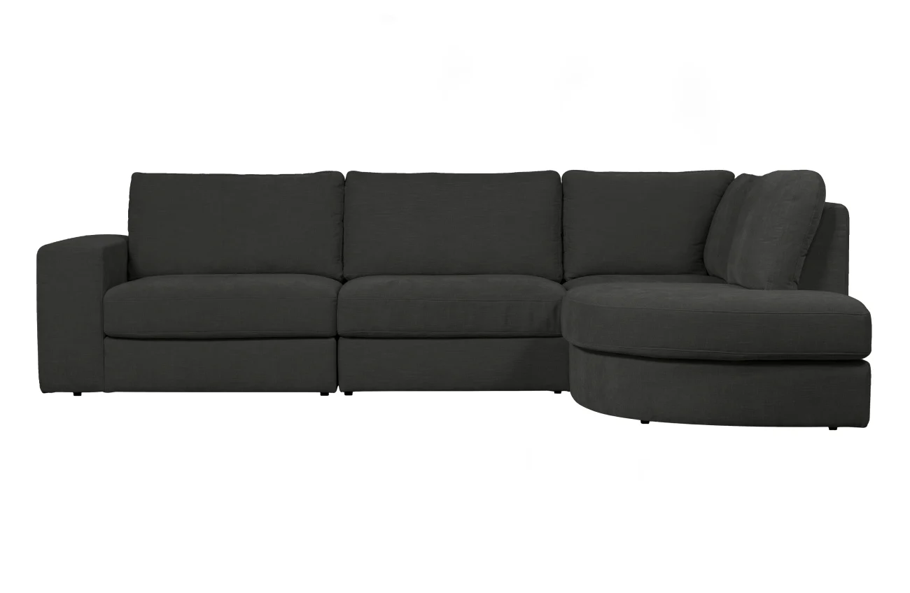Ecksofa Family aus Webstoff, modern und komfortabel, rechts, anthrazit – abnehmbare Sitzkissen - VTwonen