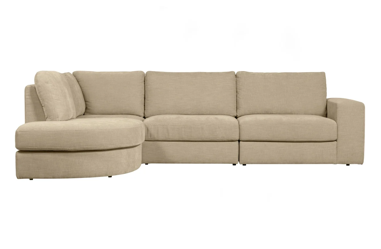 Ecksofa Family aus Webstoff, modern und komfortabel, linksseitig, sandfarben, abnehmbare Kissen - VTwonen