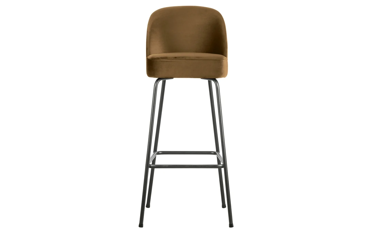 Barhocker Vogue aus Samt, modernes Design, honiggelb, gepolstert, Metallgestell - Woood