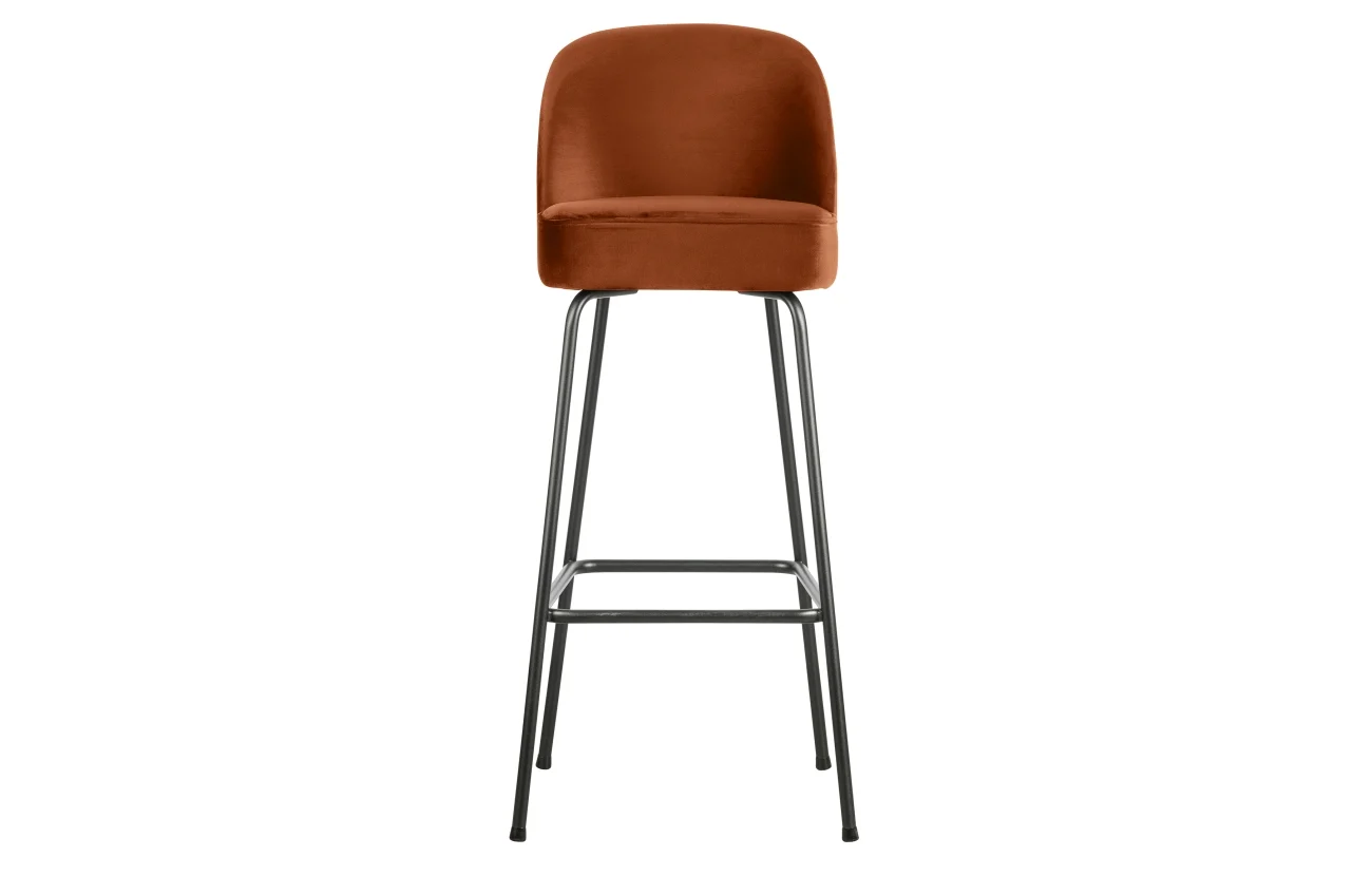 Barhocker Vogue aus Samt, modernes Design, rostfarben, gepolstert, Metallgestell - Woood