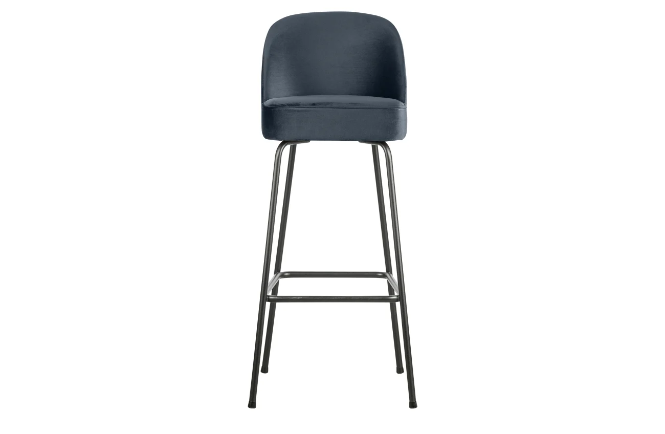 Barhocker Vogue aus Samt, modernes Design, Teal Blau, gepolstert, Metallgestell - Woood