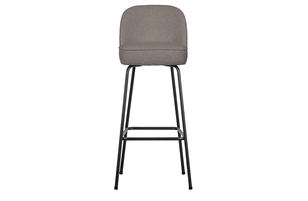 Barhocker Vogue aus Bouclé-Stoff, modern, gepolstert, Farbe Nougat, schwarzes Metallgestell