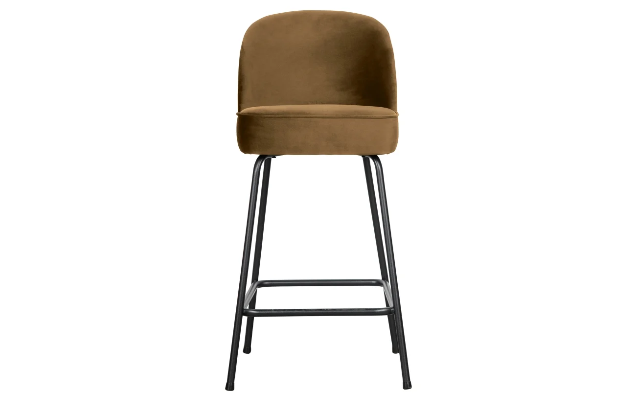 Barhocker Vogue aus Samt, modern und gepolstert, honiggelb, Metallgestell schwarz, 65 cm Sitzhöhe - Woood