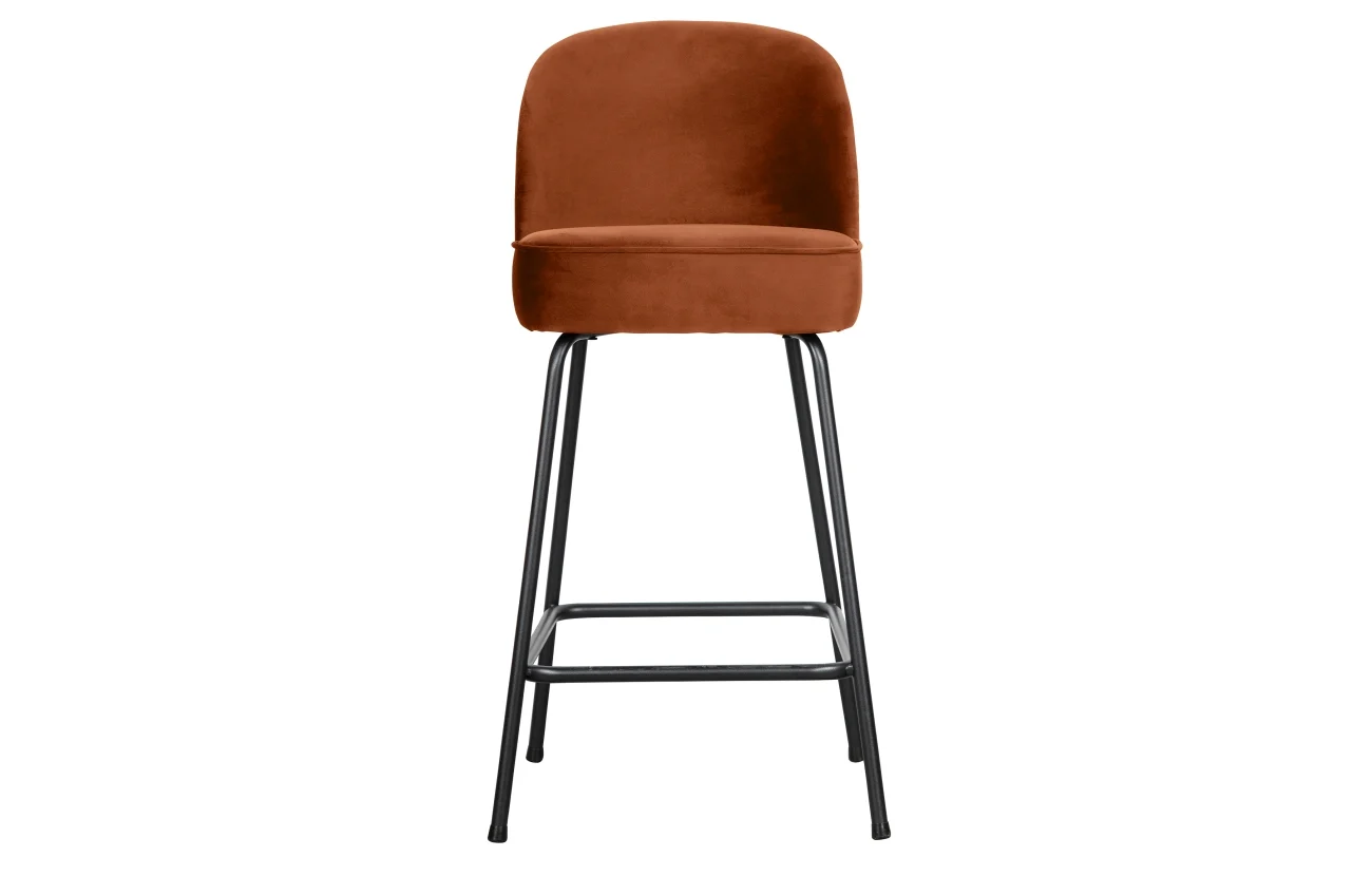 Barhocker Vogue aus Samt, modernes Design, Rost, gepolstert und standfest, Sitzhöhe 65 cm - Woood