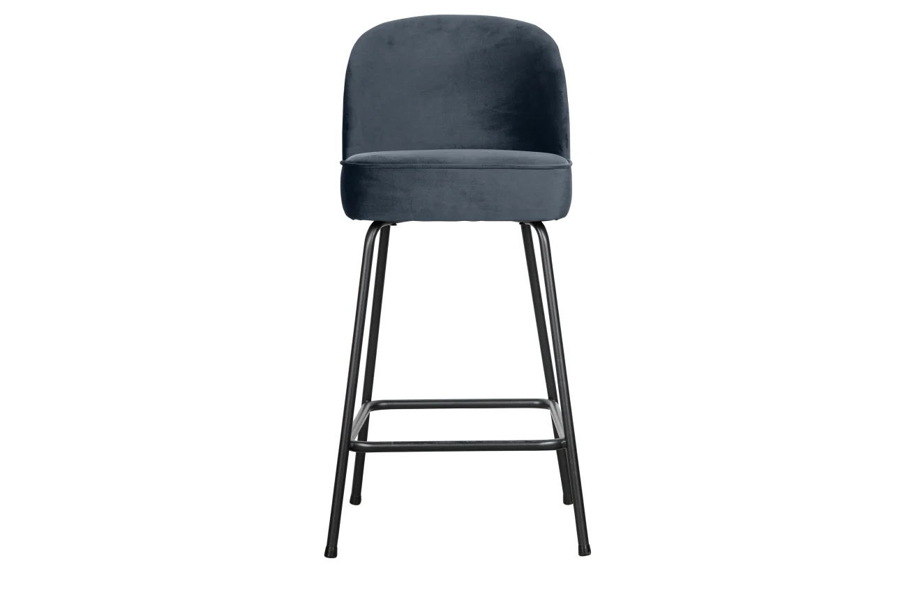 Barhocker Vogue aus Samt, modern gepolstert, Teal Blau, Metallgestell, Sitzhöhe 65 cm - Woood