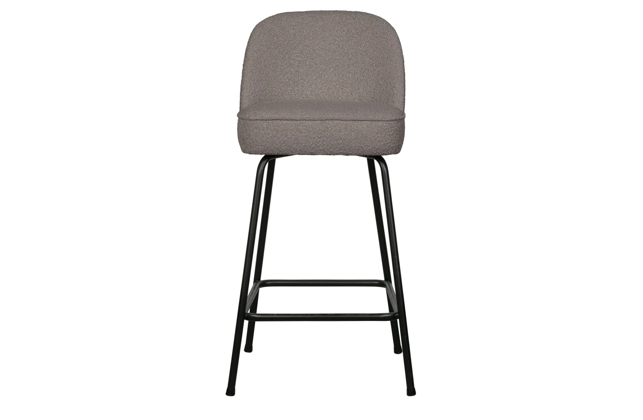 Barhocker Vogue Boucle-Stoff, modern gepolstert, Nougat, 65 cm Sitzhöhe, schwarzes Metallgestell
