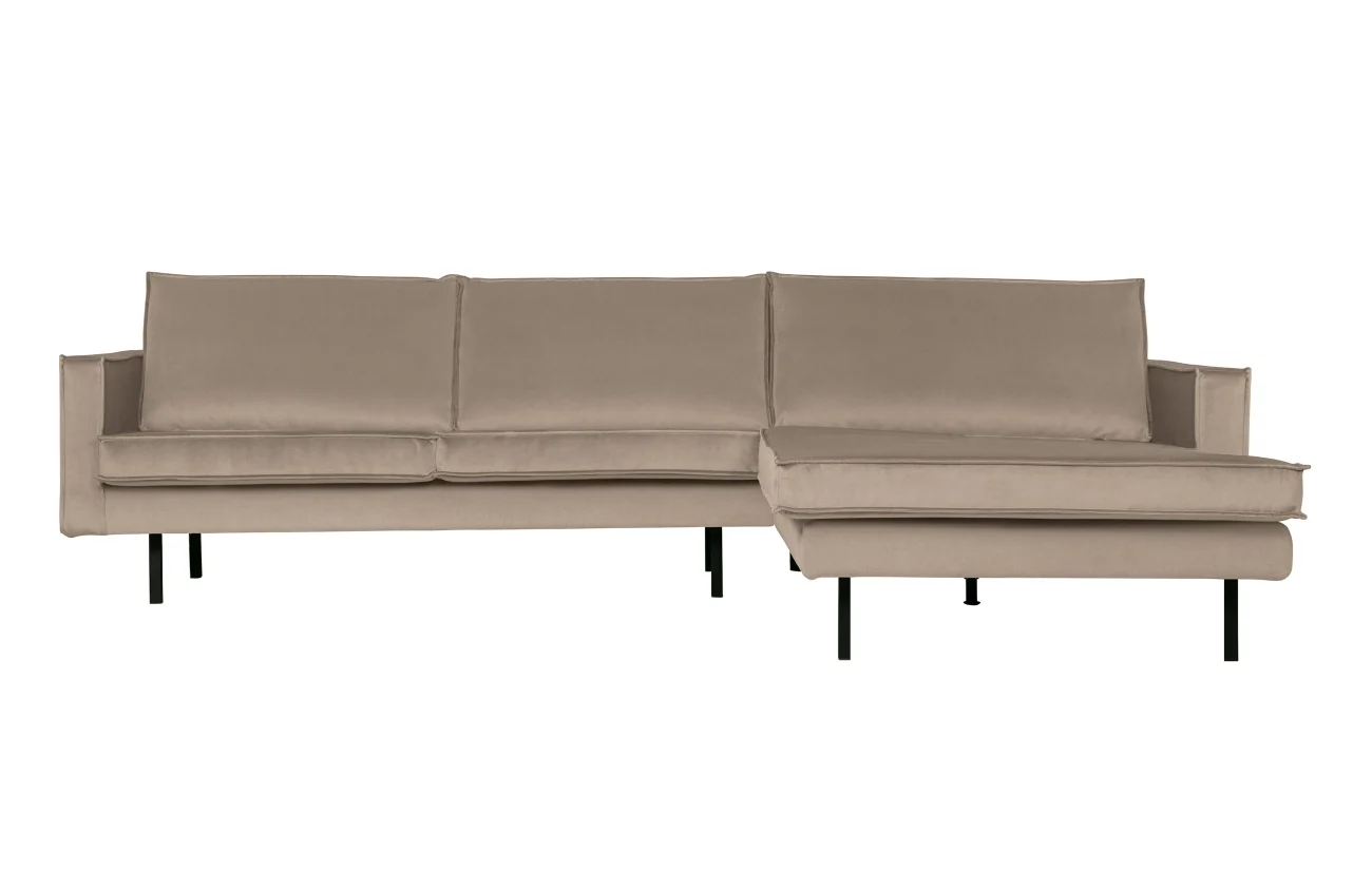 Ecksofa Rodeo Chaiselongue aus Samt, modern, rechts, kaki, elegantes Design für 4–5 Personen - Woood