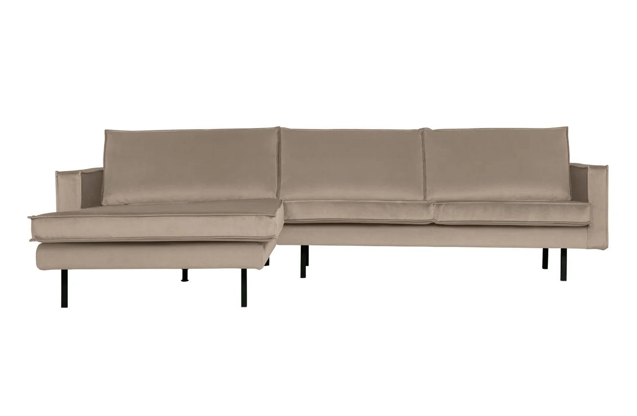 Ecksofa Rodeo Chaiselongue aus Samt, modern und komfortabel, links, Kaki – stilvolles Design für Dein Wohnzimmer - Woood