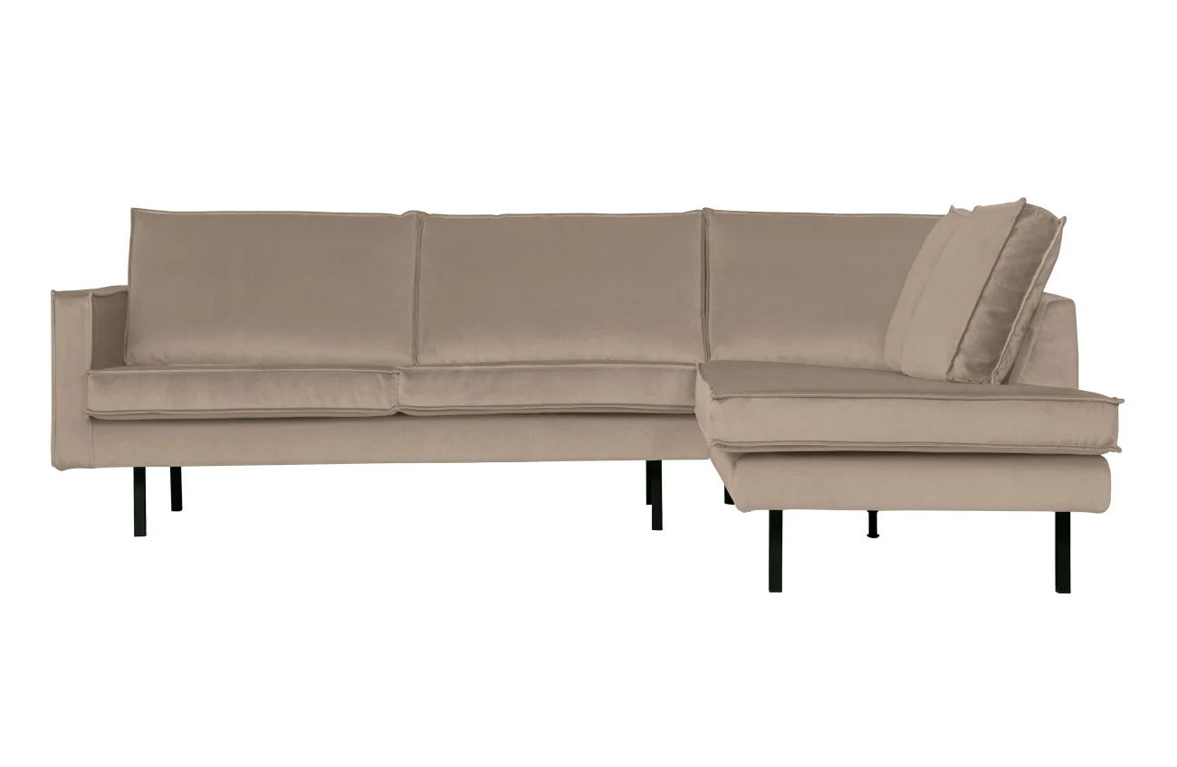 Ecksofa Rodeo aus Samt, modern und elegant, rechts, Kaki grün, komfortabel für 4–5 Personen - Woood