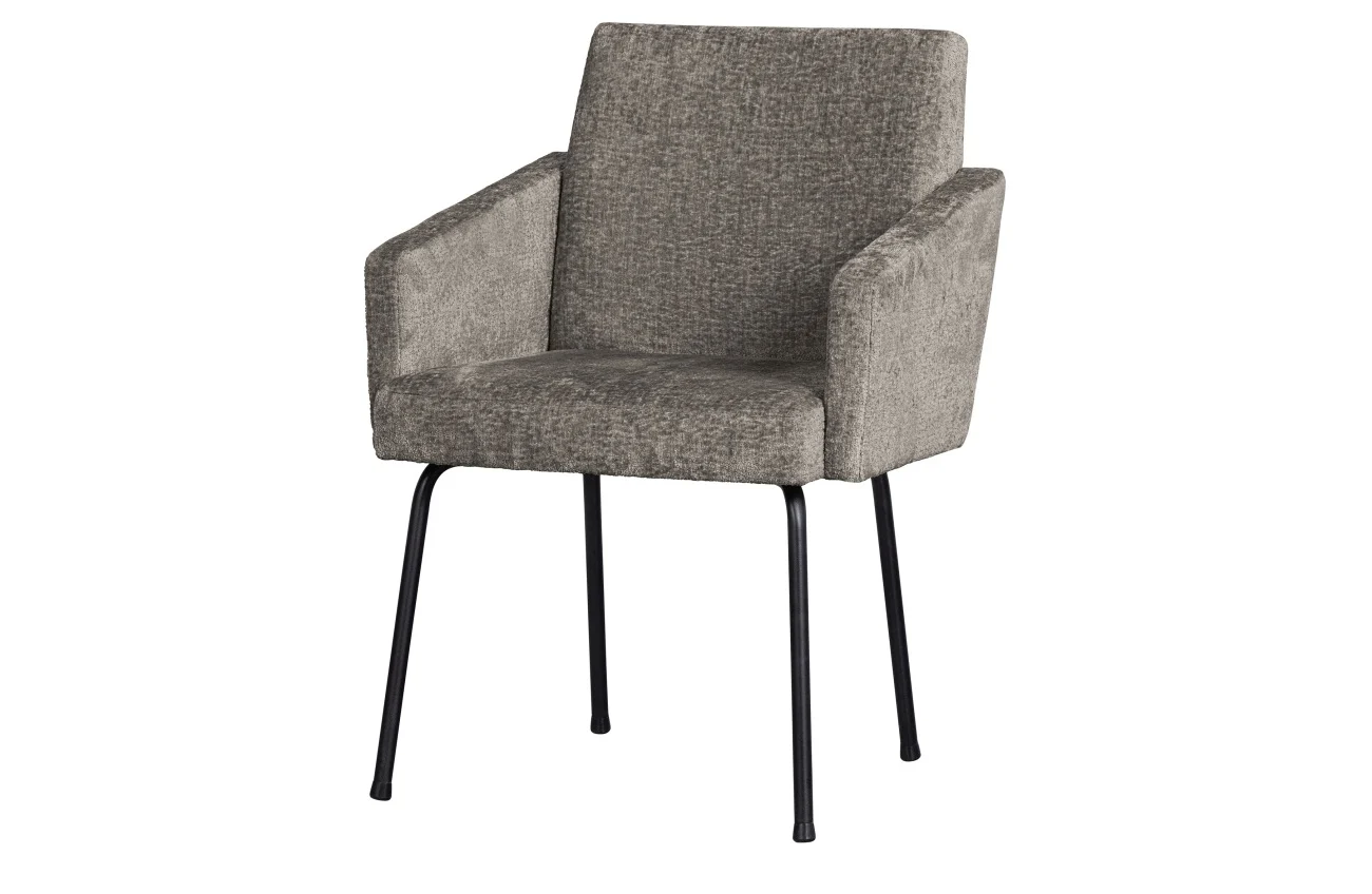 Esszimmerstuhl Mount aus Webstoff, klassischer Stil, taupe, gepolstert und elegant - Woood