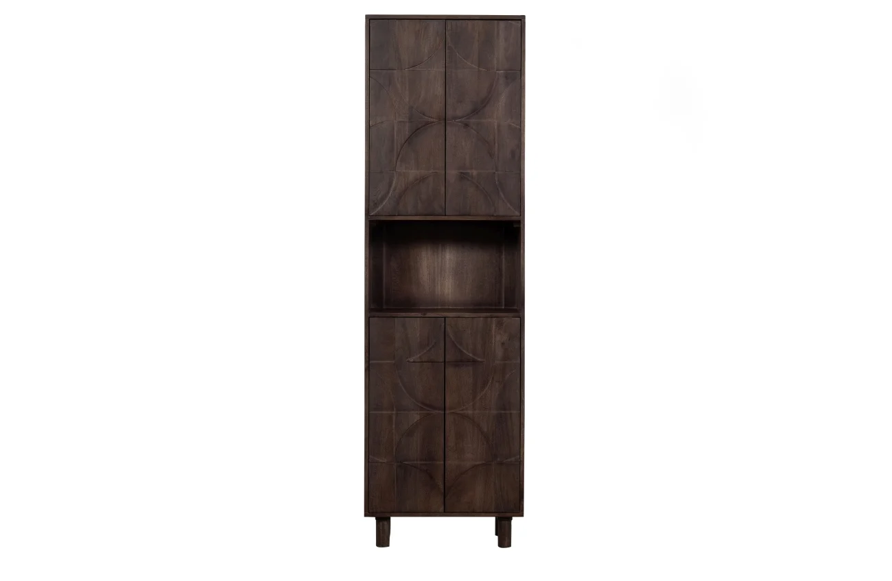 Schrank Draw aus Mangoholz, Massivdesign, Push-to-Open, dunkelbraun, 200 cm hoch