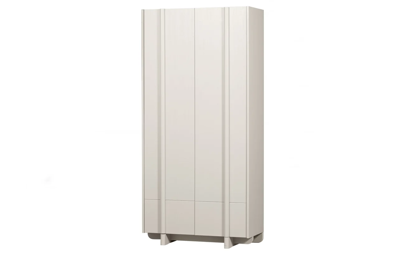 Schrank Basu aus Kiefernholz, modern, hellgrau lackiert, mit 2 Türen und Schublade - Woood