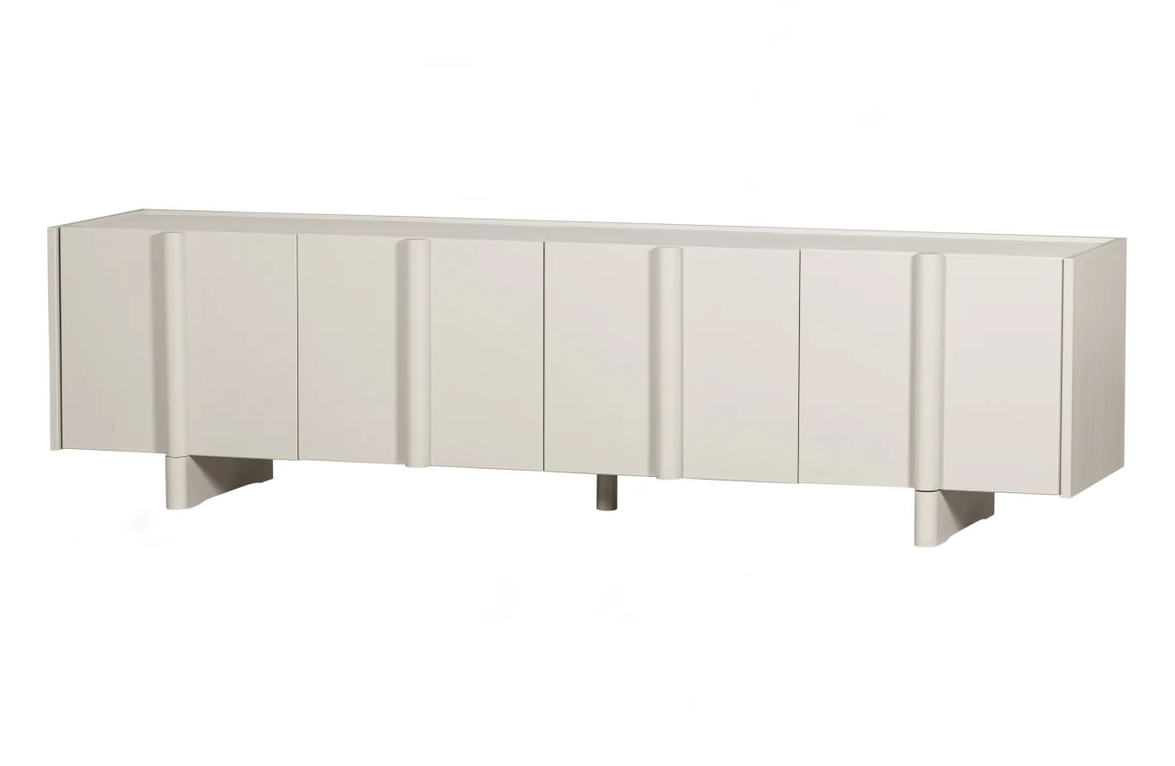 TV-Board Basu aus Kiefernholz, modern skandinavisch, natur hellgrau, 200 cm breit