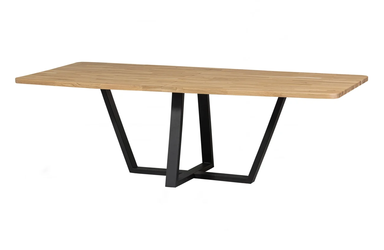 Esstisch Tablo XL aus Eichenholz, modernes D-Gestell, natur, für 6–8 Personen, rechteckig