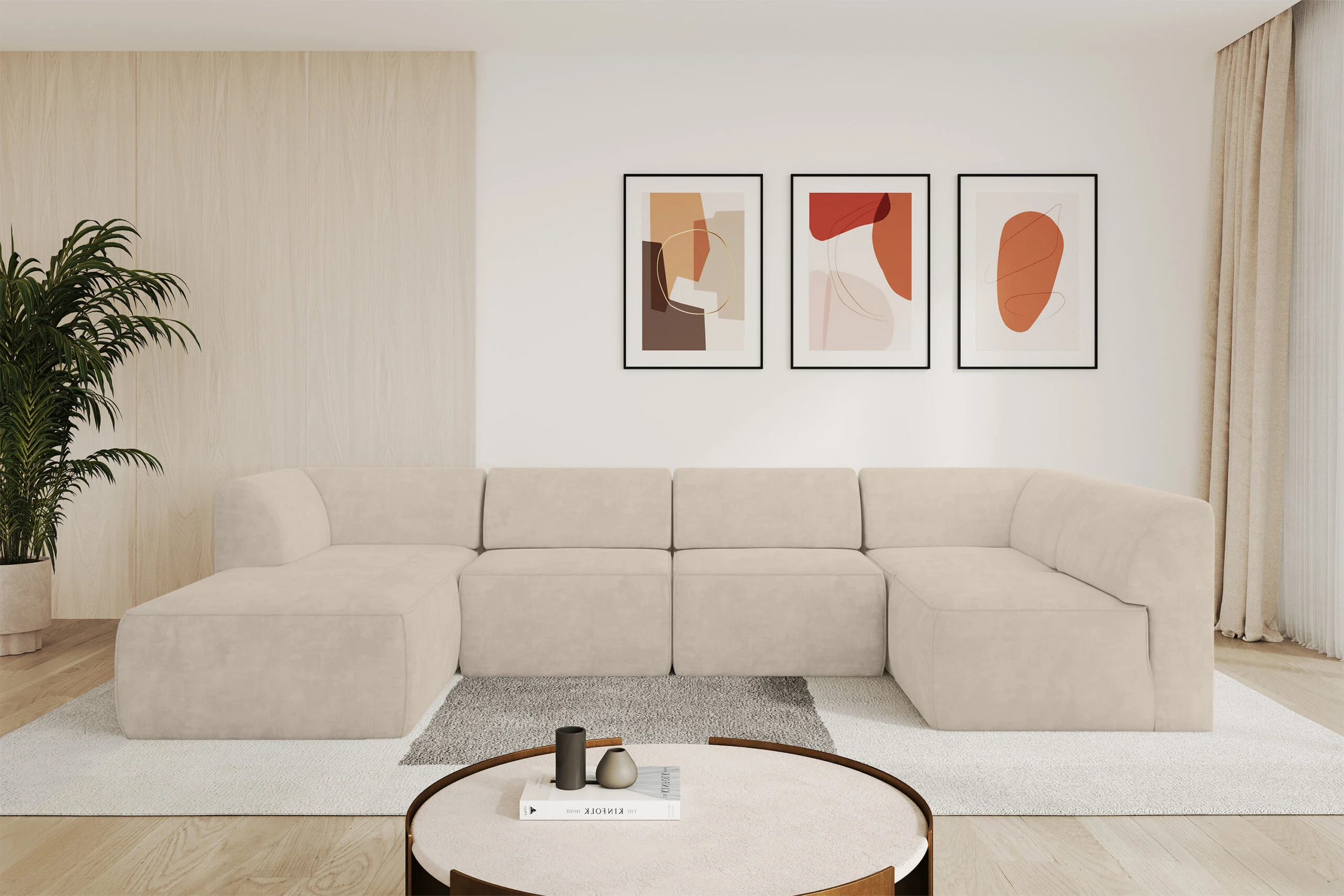 Wohnlandschaft MOVO Beige - Dream Velvet 202.02