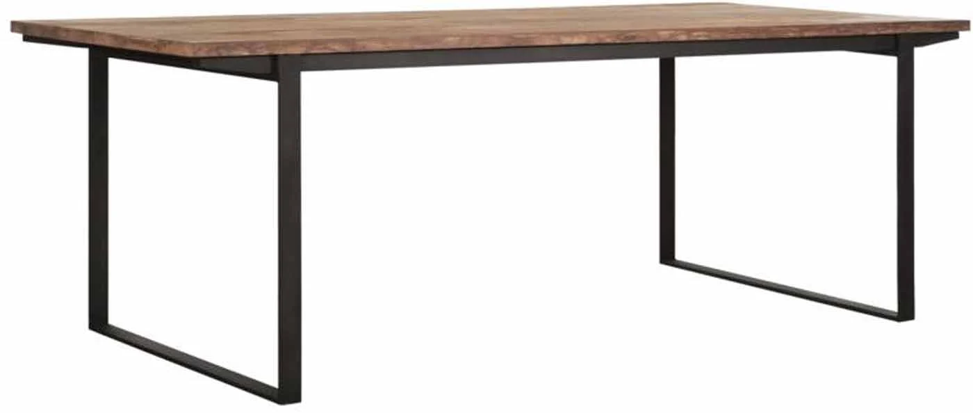 Esstisch Odeon Teakholz, Industrial Design, natur, robuste U-Gestellbeine, 225 cm
