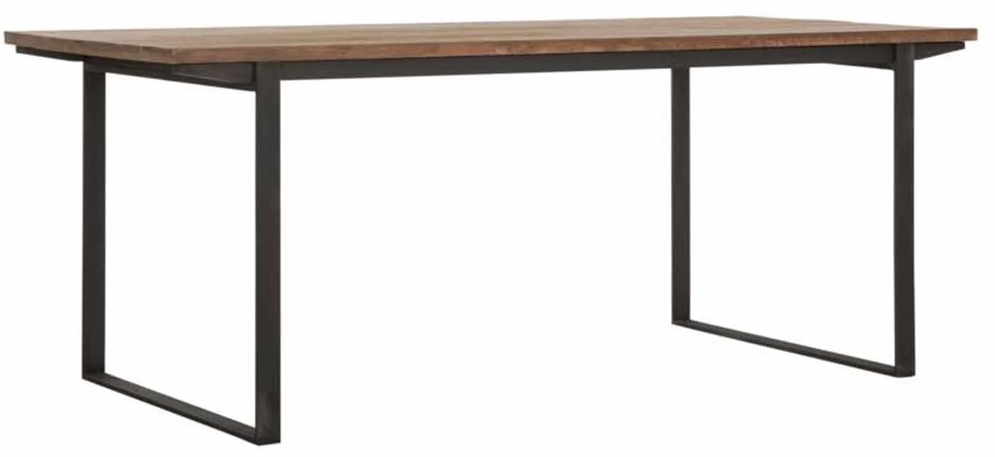 Esstisch Odeon Teakholz, Industrial Design, naturfarben, Metallgestell U-Form, 200 cm