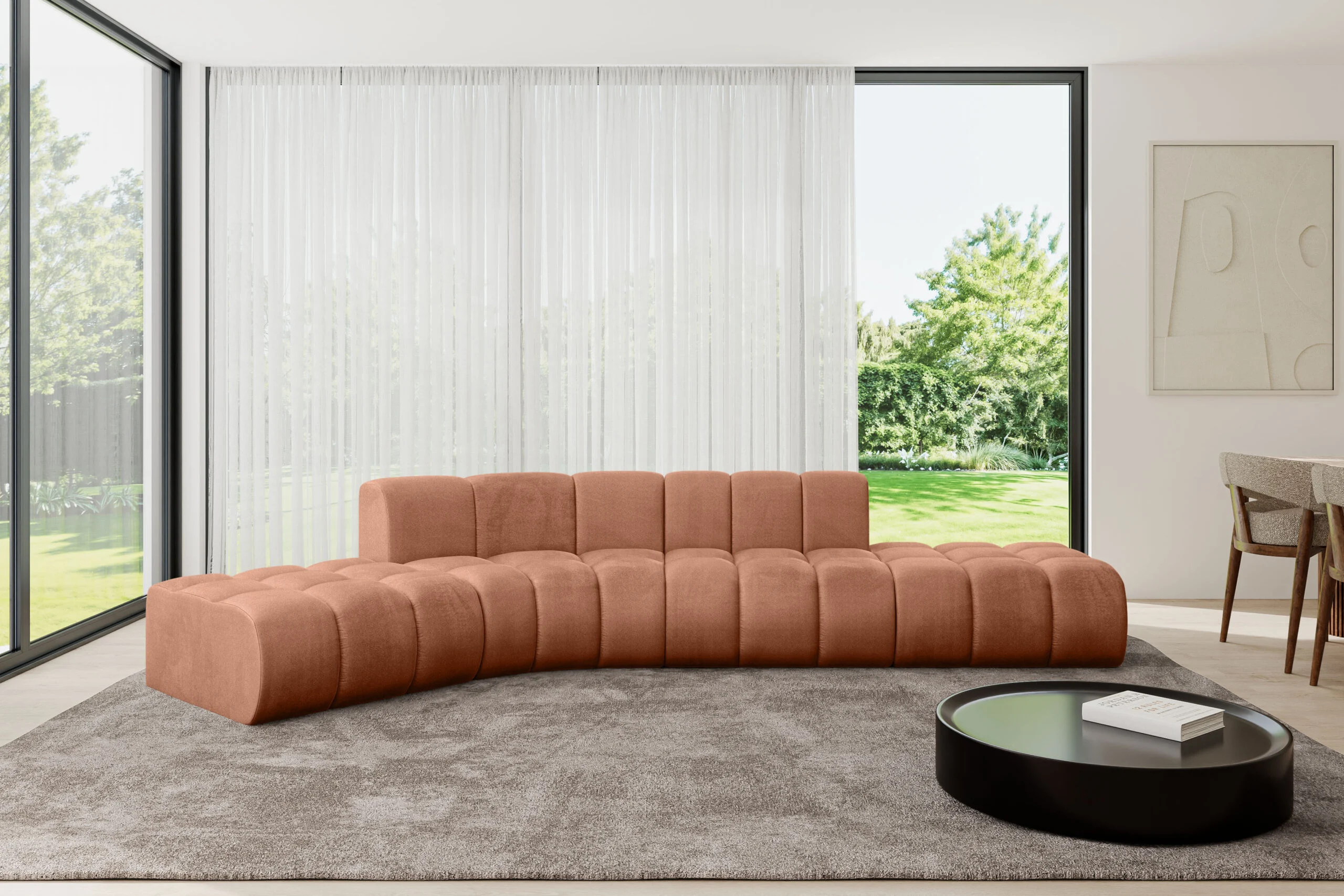 Ecksofa Solven-L1 Apricot - Monolith 61