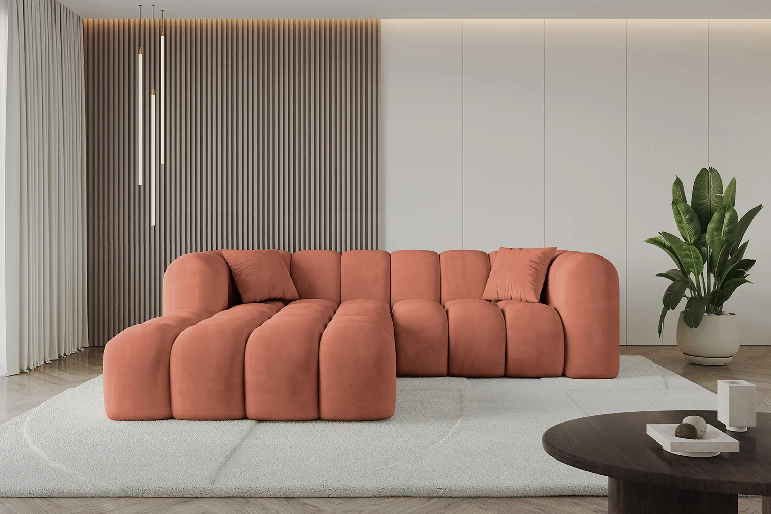 Ecksofa OLEA-L1 Apricot - Dream Velvet 202.07