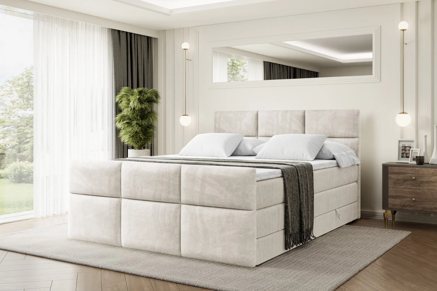 Boxspringbett OHIO-Z KING Beige - Casablanca 2301 120x200 cm