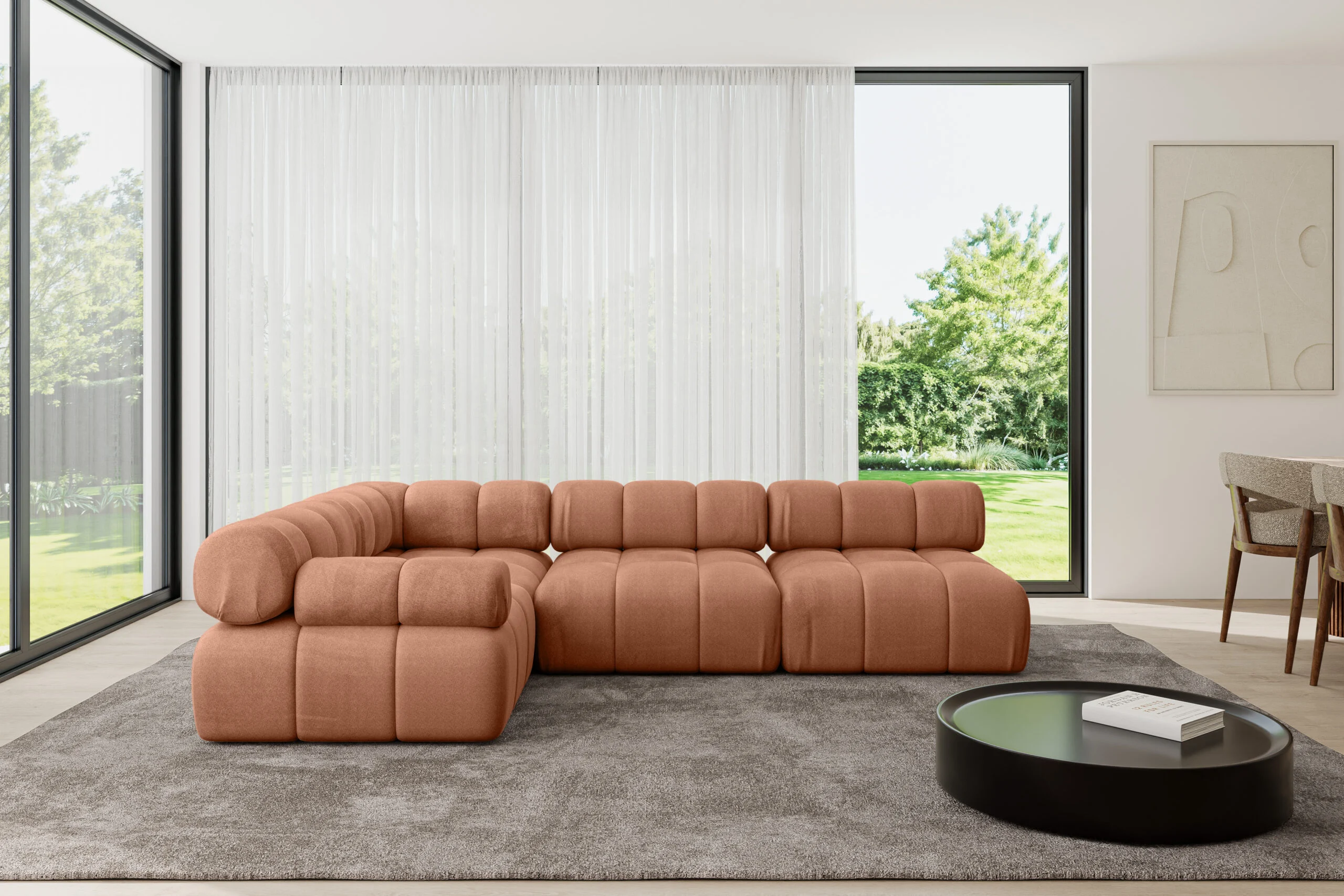 Ecksofa Mende-L2 Apricot - Monolith 61