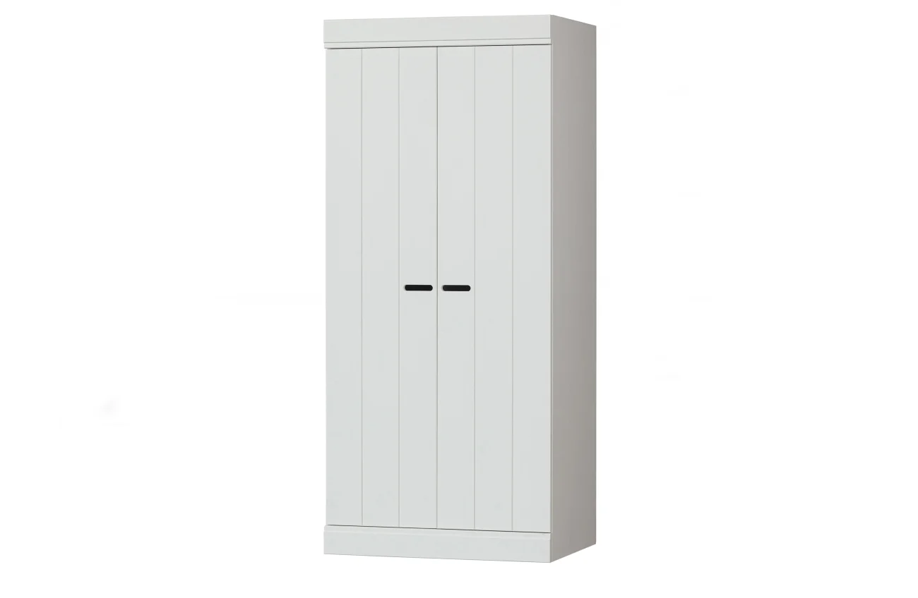 Kleiderschrank Connect aus Kiefernholz, modern, weiß lackiert, 175 cm hoch, mit 2 Türen - Woood