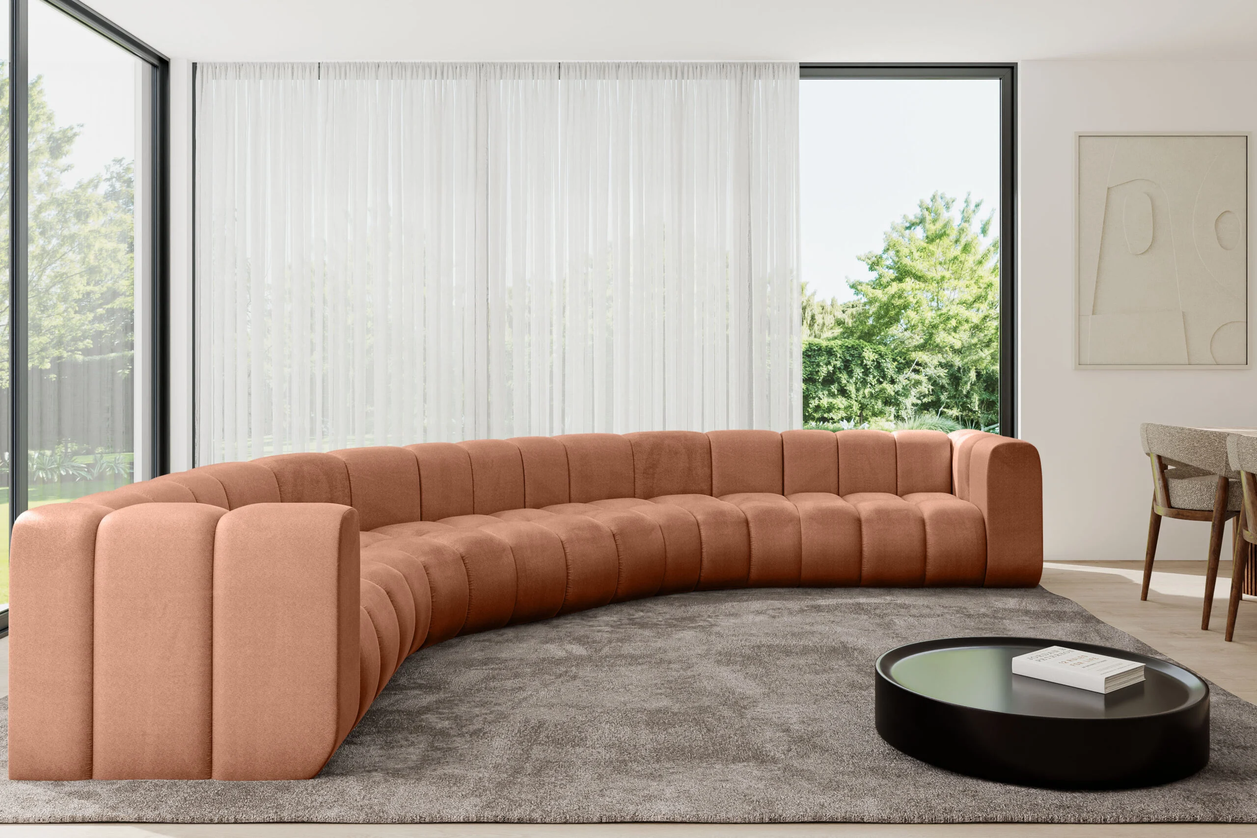 Wohnlandschaft Lazro-U1 Apricot - Monolith 61
