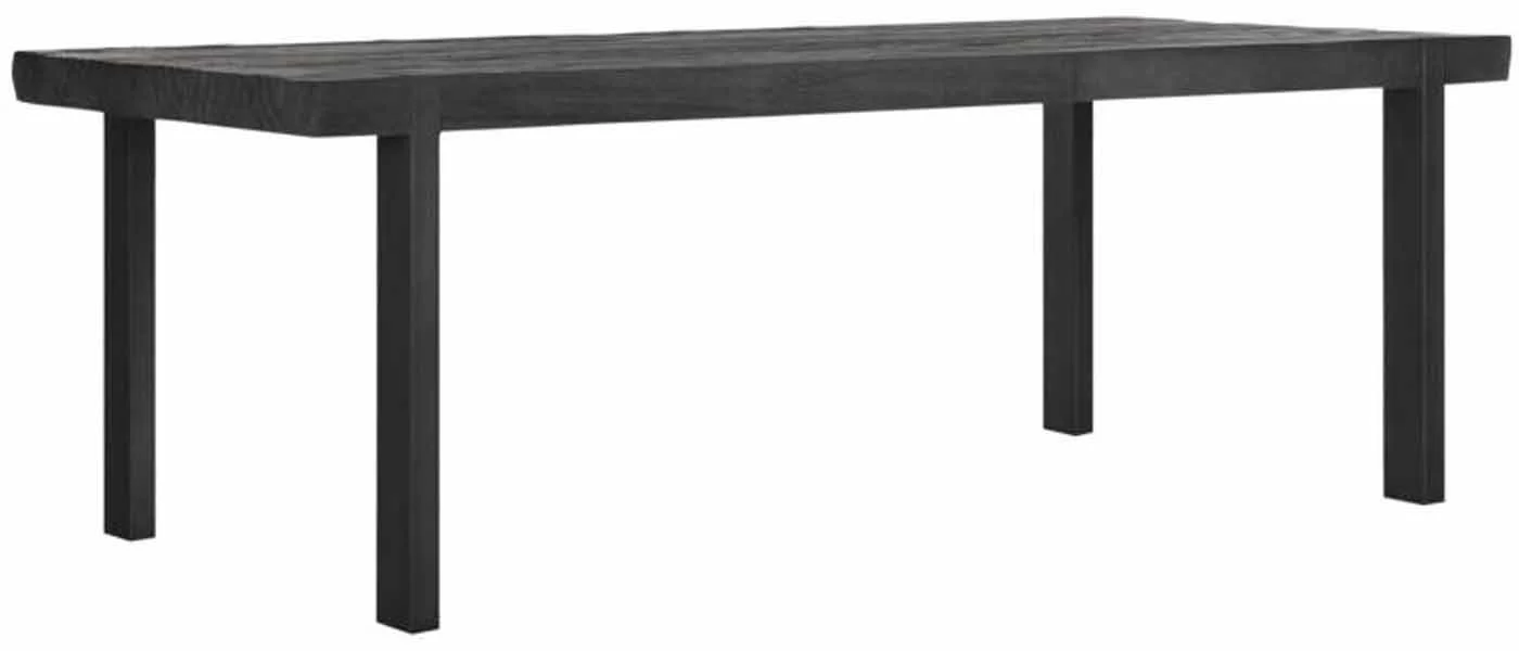 Esstisch Beam aus Teak und Metall, massives Industrial Design, schwarz, 225 cm, für 6–8 Personen - Must Living