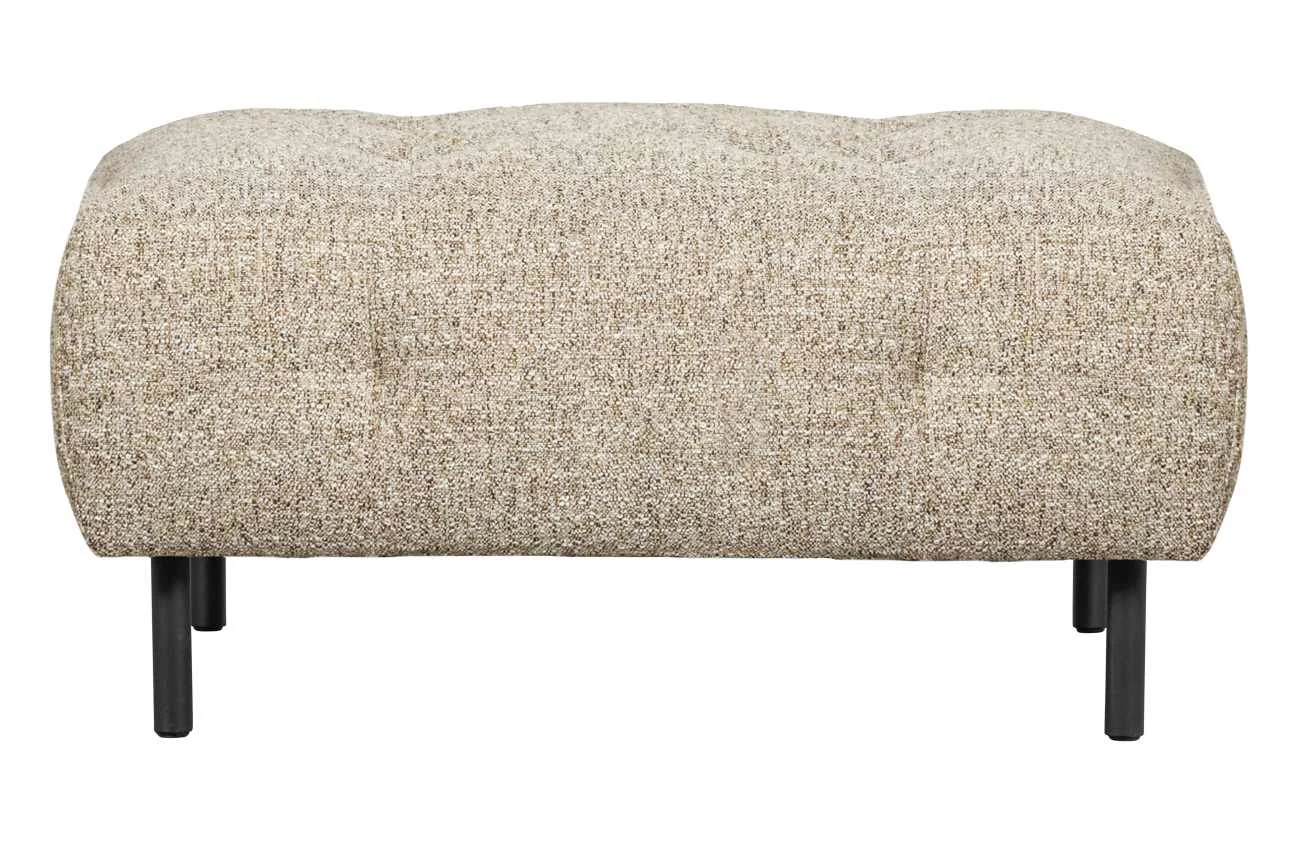 Hocker Lloyd aus grobmaschigem Stoff, modern gepolstert, beige, stabiles Metallgestell - Woood